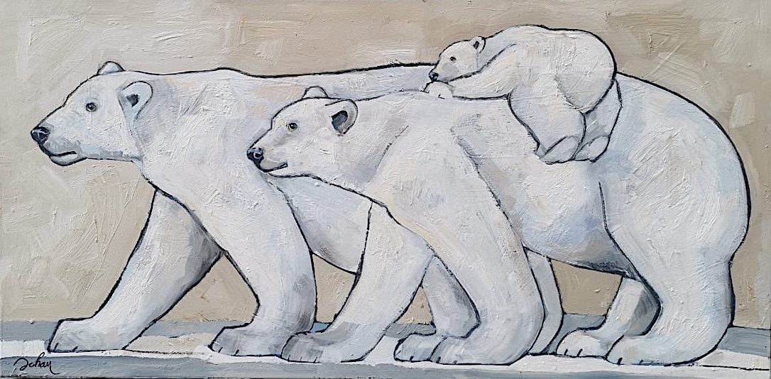 PETITE FAMILLE D'OURS BLANCS — animalier